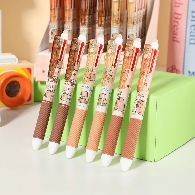 

36PCS/ лот KAWAII CAPYBARA 3 цвет стираемый гель ручка мило 0,5 мм черно-синий/красный чернила нейтральные ручки офисная школа супле