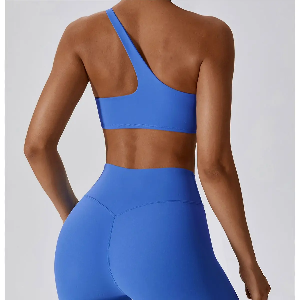 Solid Color oblique one shoulder Sport Top Women Fitness Bra Gym Yoga Vest Compression Workout Training Chest Pad beauty back