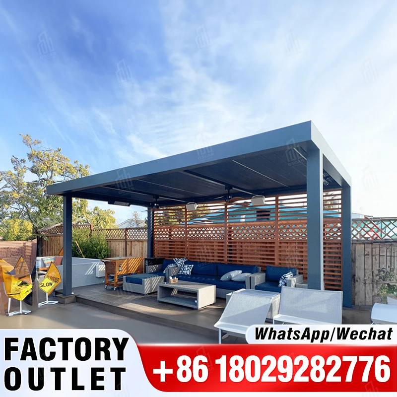 

oscaracso Modern Rainproof Aluminum Bioclimatic Garden Shed Pergola Roof with Adjustable Blinds