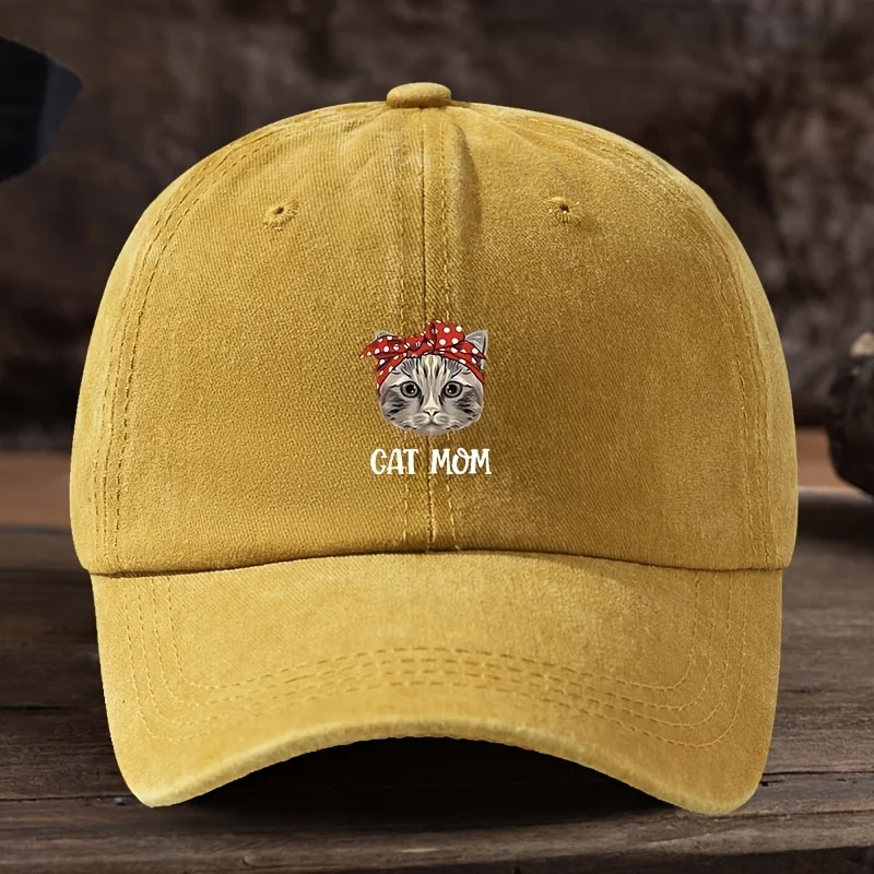 

Fashionable Cat Mom Printed Baseball Hat Versatile Outdoor Leisure Fishing Hat Sunshade Duck Tongue Hat Travel Hat