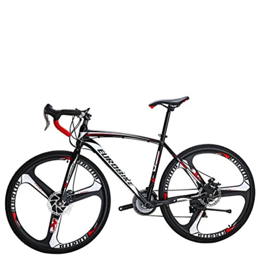 

Road Bike for urban commuting and light trail use, aluminum alloy frame, matte black finish, lightweight 3-spoke wheels and 21-