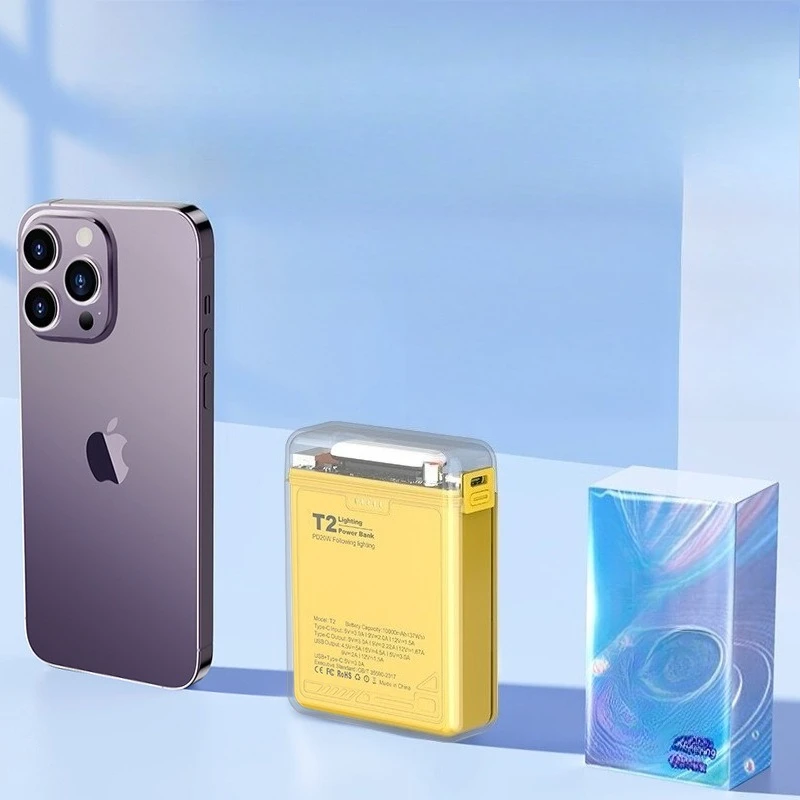PD20W Transparent Power Bank with LED Lighting10000mAh Fast Charging Portable Power Source 22.5W Mini and Portable