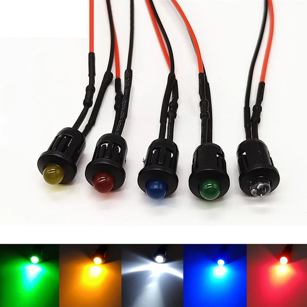 Led発光ダイオードランプ,10個,5mm,20cm,日曜大工用,家の装飾用,車の改造,3 5 9 12 24 36 48 110 220v