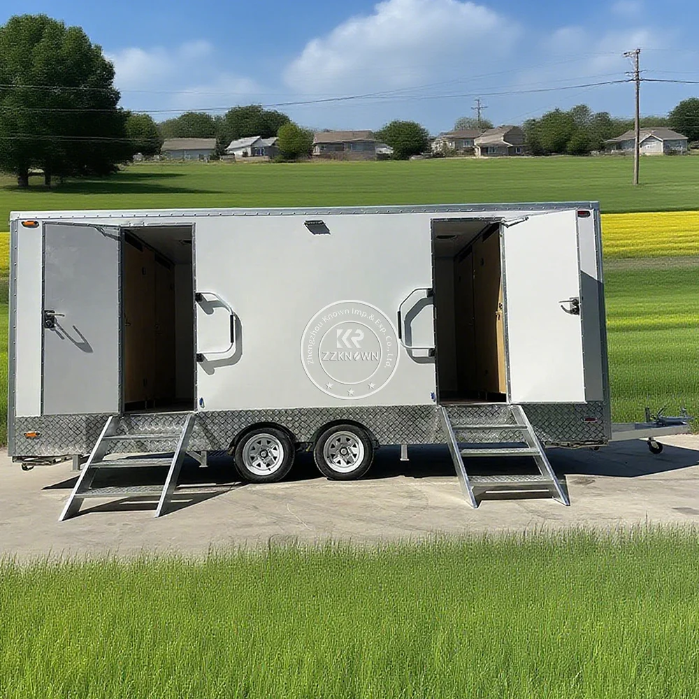 Portable Multi-Stall Toilet House Folding Mobile Outdoor Public Restroom Trailer Outdoor Portable Restroom Luxury Toilet Trailer