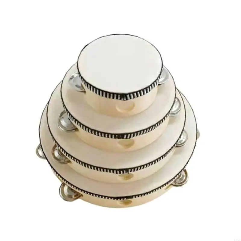 

B2QE Tambourine Hand Held Drum Single Row Jingles Tambourines with Metal Bells Drum Hand Percussion for Adults Church Party
