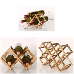 2024 New Wooden Wine Rack 3/6/10 Bottle Holder Durable Folding Drink Bar Display Shelf Accessories For Home Kitchen Bar Cabinet
