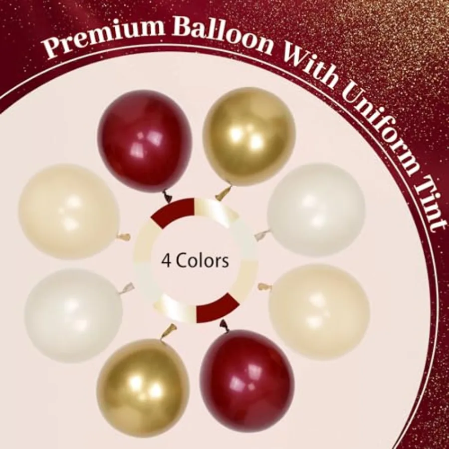 Burgundy Balloon Garland Arch Kit with Burgundy Maroon Sand White Metallic Gold Nude Balloons for Maroon and Gold Graduation Br - view 4