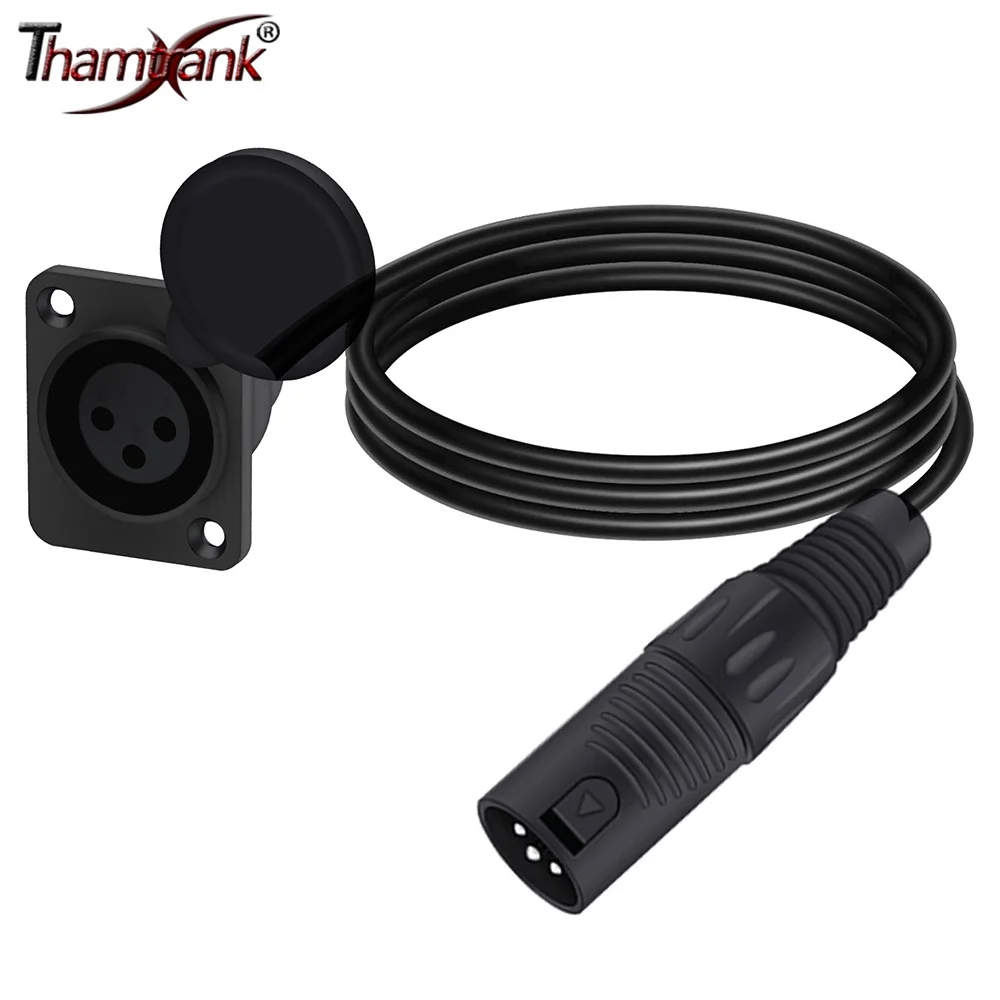 1pc Plastic Shell 3Pin XLR Female Jack Panel Mount MIC Socket with Protecting Cover to 3Pin XLR Male Plug Audio Extension Cable