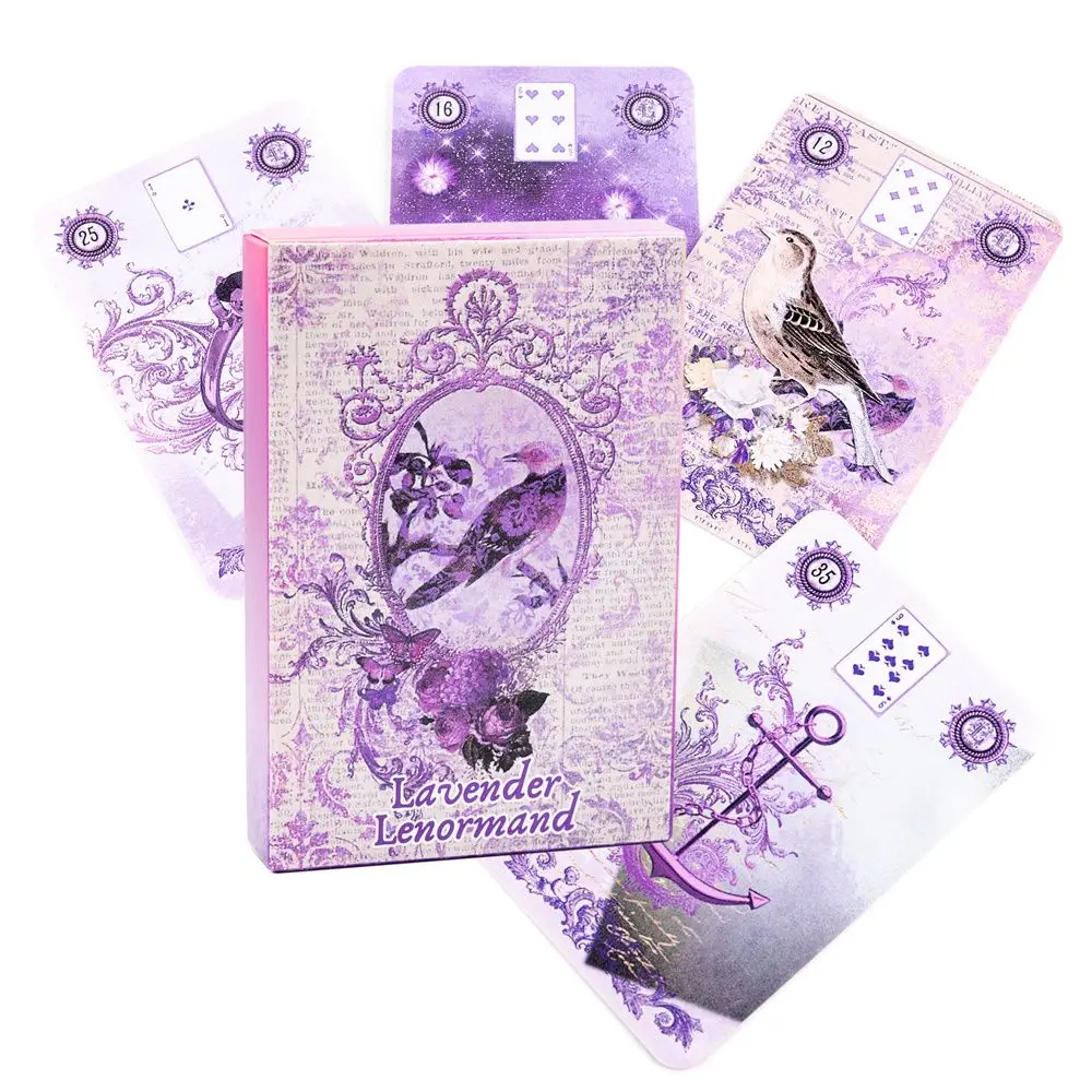 

Lavender Lenormand Deck - 36 Cards with Vintage Botanical Illustrations, Shabby Chic Purple Aesthetic Tarot Alternative