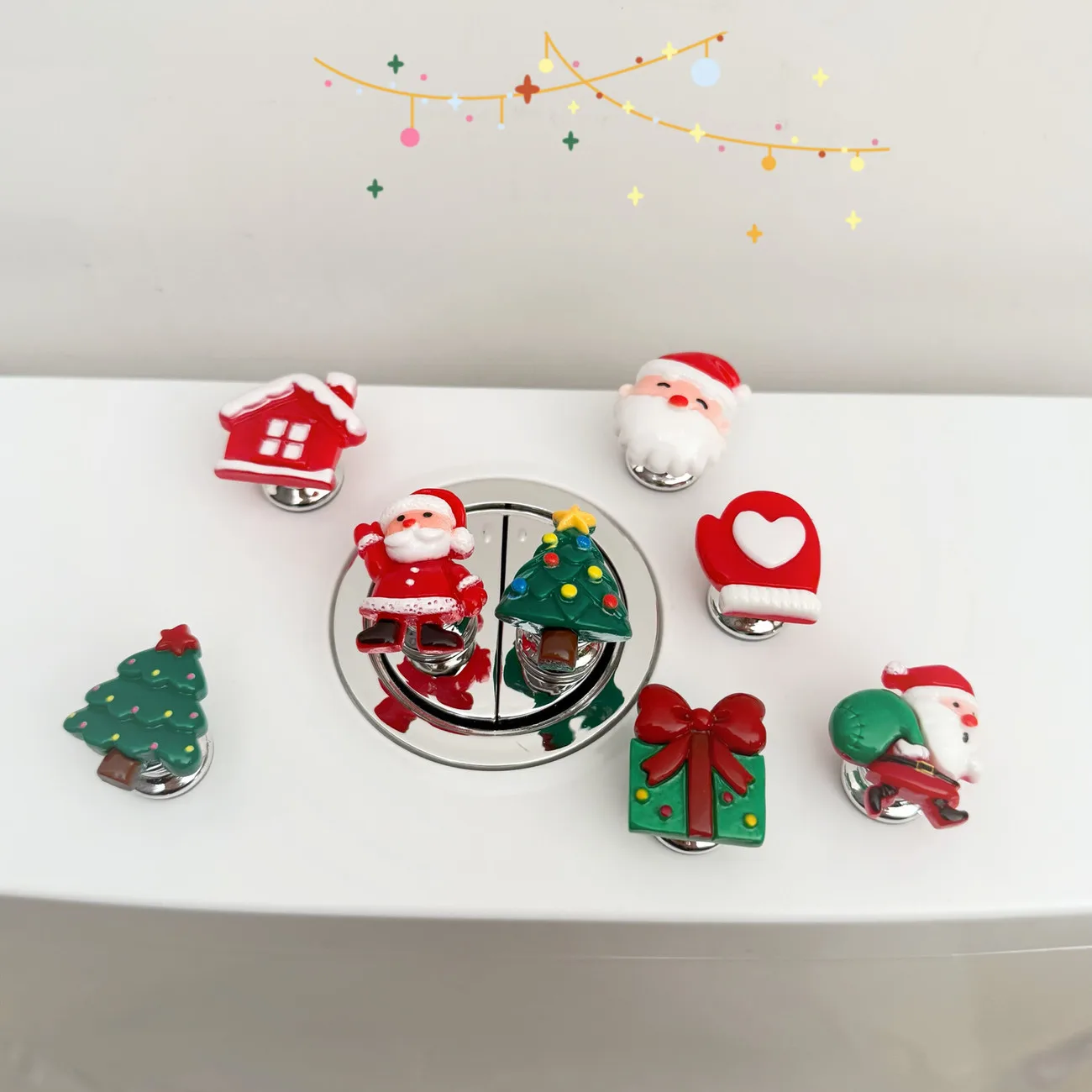 

Рождественская тематическая форма, кнопка для унитаза, кнопка для унитаза, верхняя кнопка для унитаза для длинных ногтей