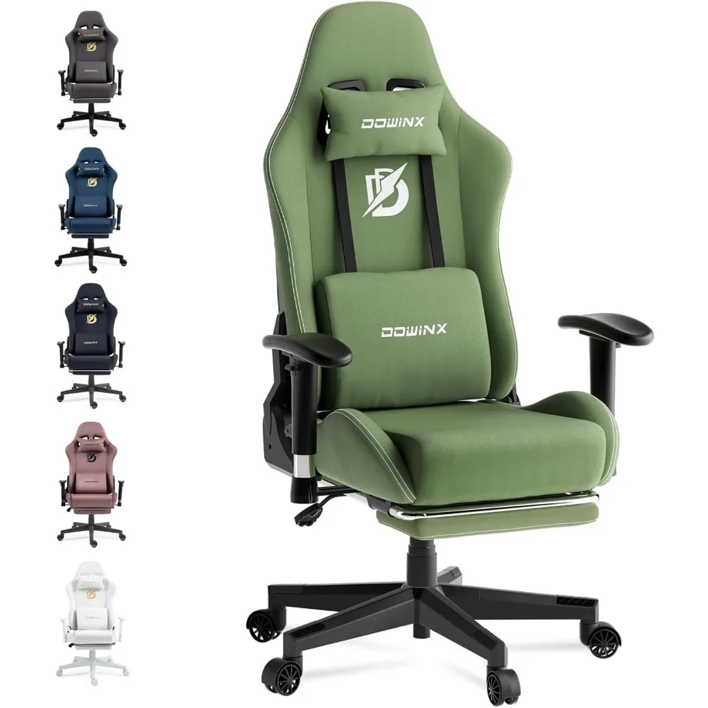 

Gaming Chair with Massage Lumbar Support, Breathable Fabric Ergonomic Computer Chair with Footrest for Adults, High Back