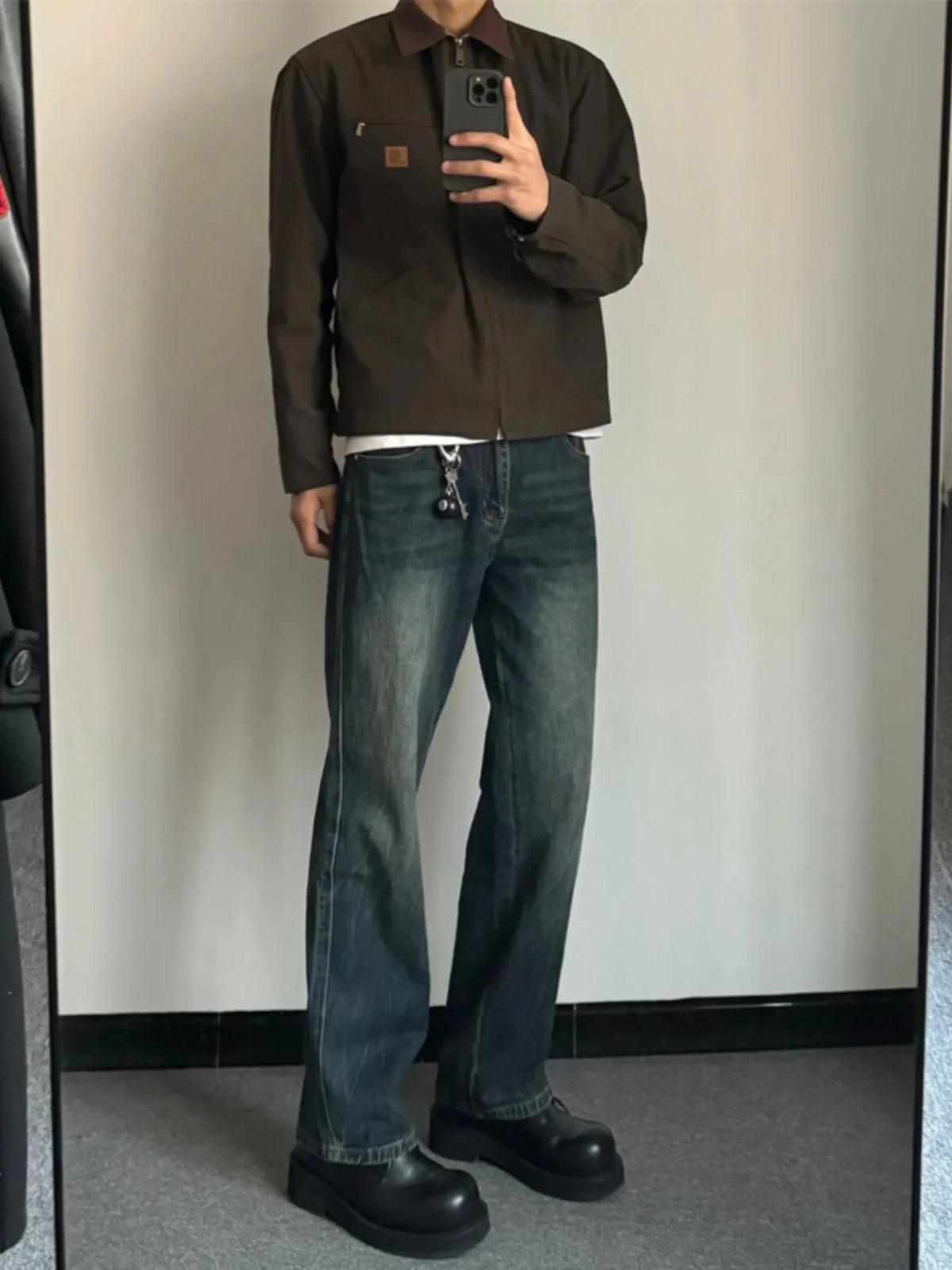 

American Retro Deep Blue Men's Jeans Straight Leg Slim Fit Casual Straight Leg Trousers for Youth Spring Autumn Winter