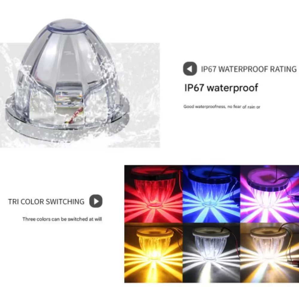 2PCS Glow Watermelon Lights LED Lorry Side Light Truck Trailer Lamp Dual Color Strobe Side Marker Lamp Clearance Light for Truck