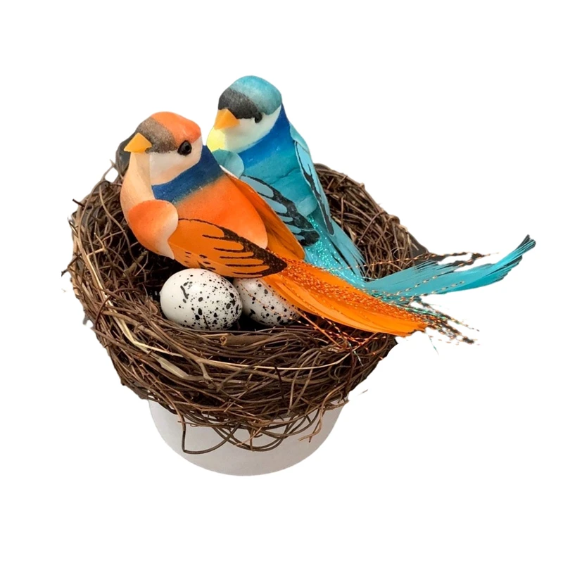 

Artificial Birds Colorfull Lifelike Bird Nest Animal Garden Decorration Plants Home Room Decor Garden Accessories