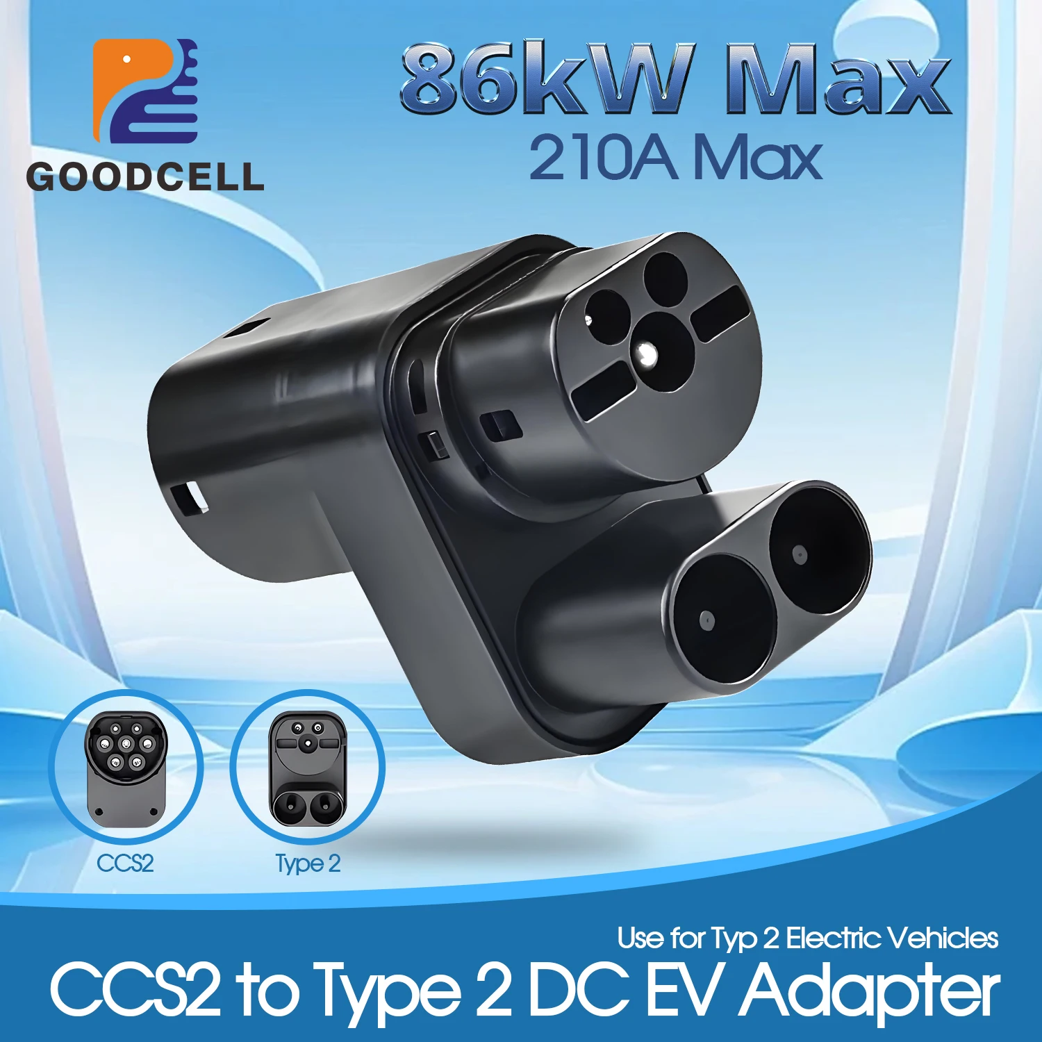 

GOODCELL CCS2 to Type2 EV Conversion Adapter DC 210A 86KW CCS Combo 2 to Type2 Tesla Model S/X