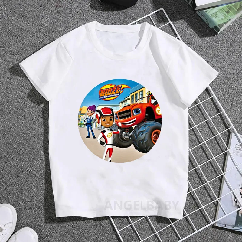 Blaze And The Monster Machines Print Cartoon Kids T shirt Girls Summer Tops Baby Boys Clothes Children Short Sleeve T-shirts