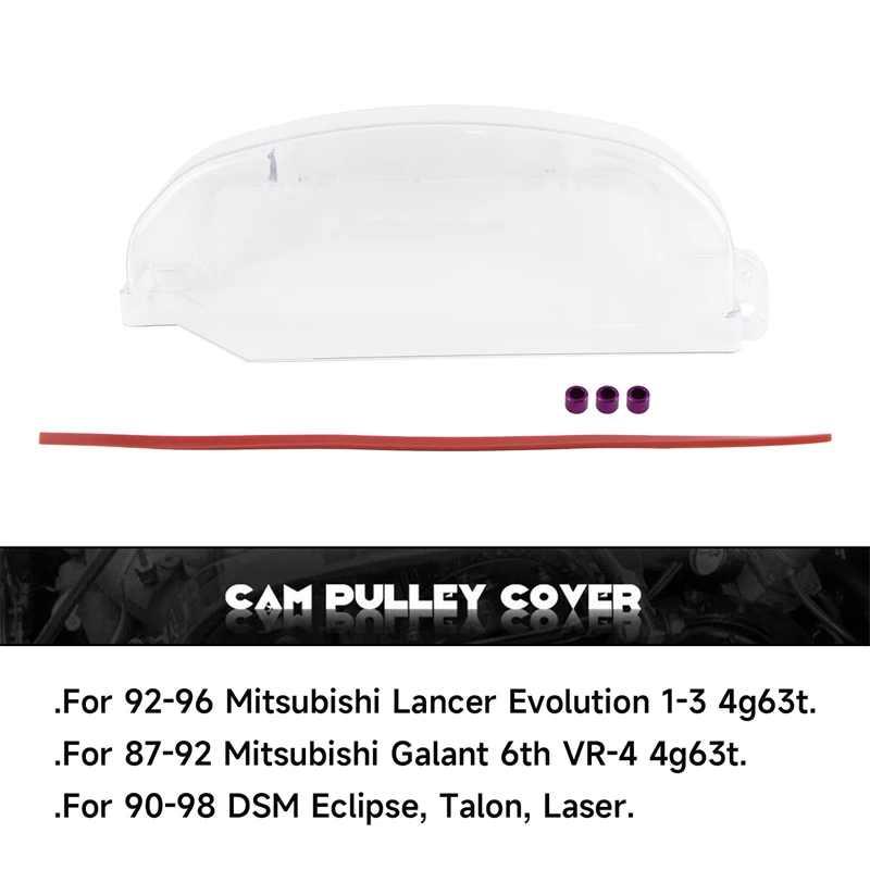 Clear Cam Gear Timing Belt Cover For Mitsubishi Eclipse EVO 1 2 3 4G63 DSM Turbo