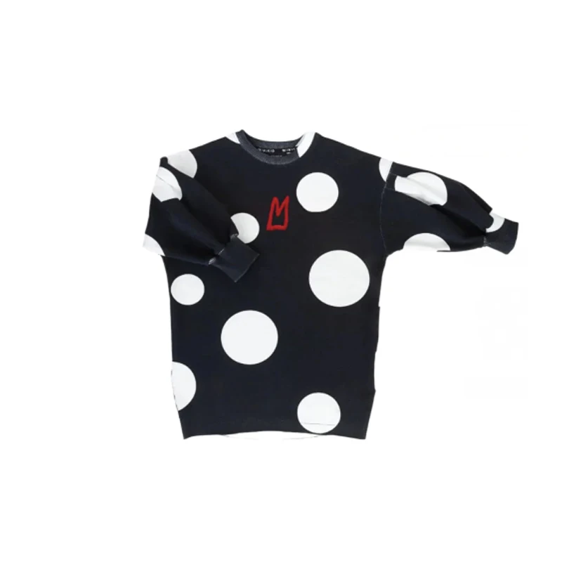 فستان أطفال 2025 فساتين أميرات جديدة لخريف وشتاء صغيرة للفتيات لطيفة مطبوعة بنقاط وأكمام طويلة