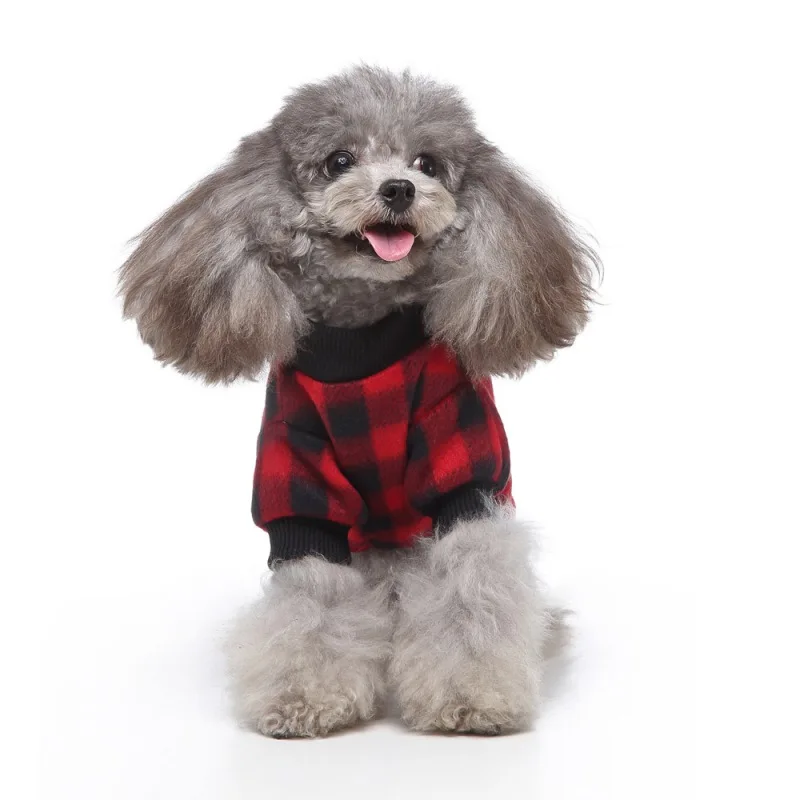 Pet Christmas Pajamas Red Black Buffalo Plaid Jumpsuit Dog Cat Soft Winter Clothes Puppy Doggie Checkered Sweater Apparel