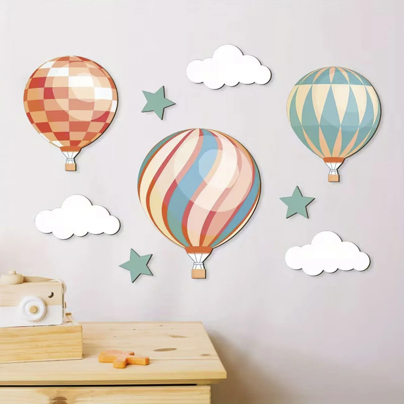 9-piece/complete set of wooden wall sticker decorations for living rooms, bedrooms, cafes, home decor, and New Year decorations