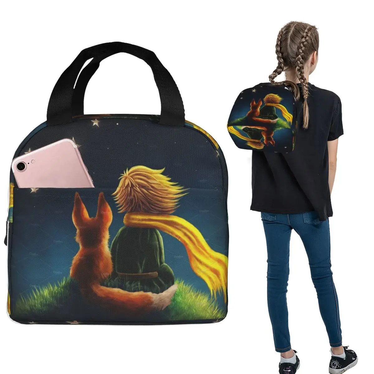 

Anime Cartoon Little Prince Lunch Bags Insulated Bento Box Waterproof Lunch Tote Resuable Picnic Bags for Woman Children Office