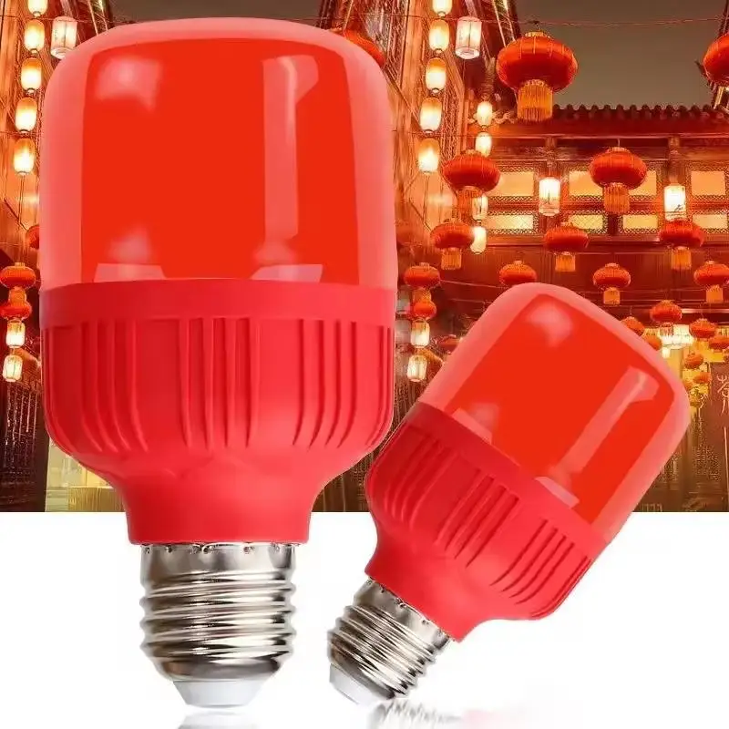 Hochleistungs-Rote LED-Glühbirne E27/B22 AC 220V 5W 10W 15W 30W Hochhelle Spotbeleuchtung Festliche Neujahrs-Glühbirne Weihnachtsbeleuchtung