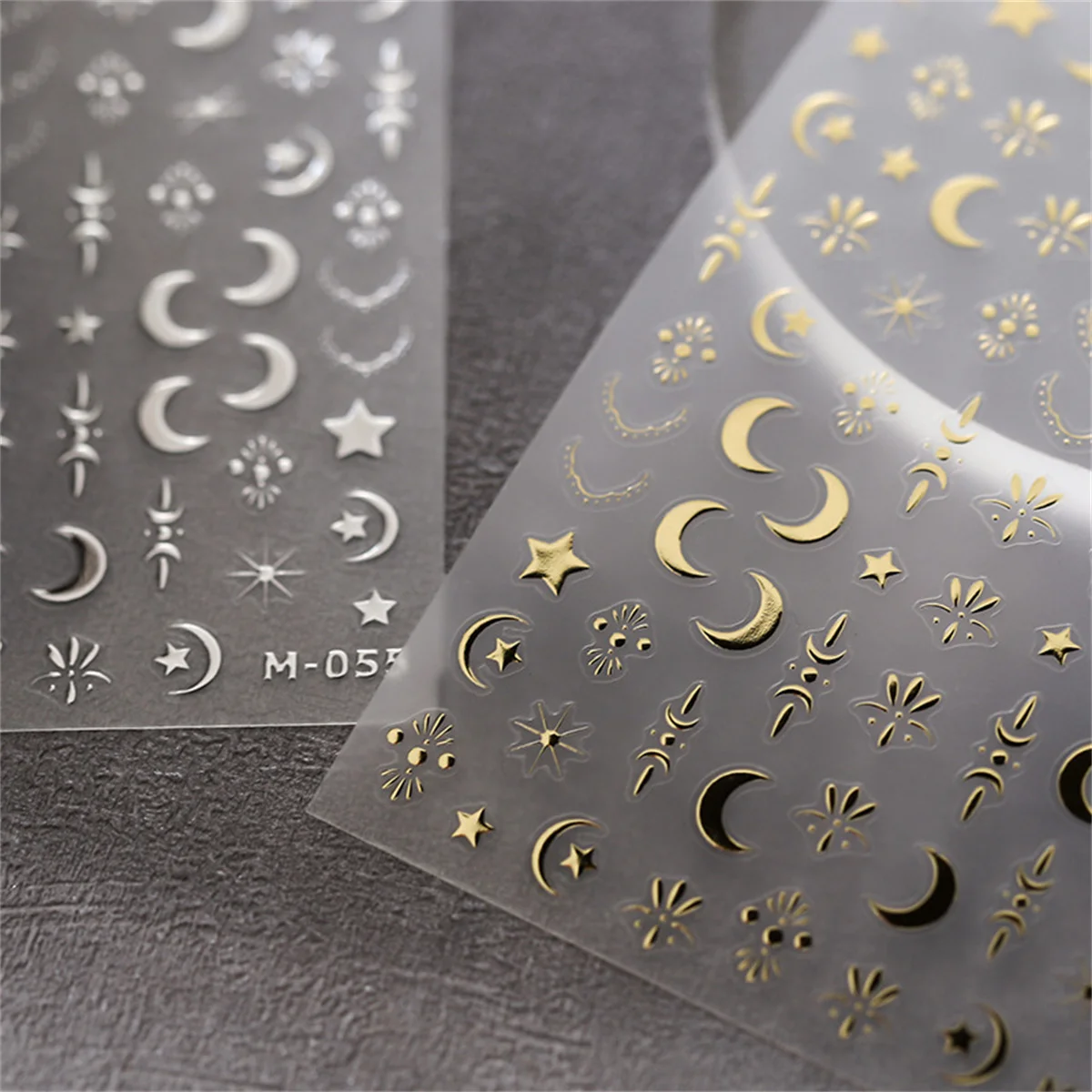 1pcs Luxury Star Moon Nail Art Stickers Gold Silver 5D Self Adhesive Nail Art Decorations Stickers Hot Stamping Manicure Decals