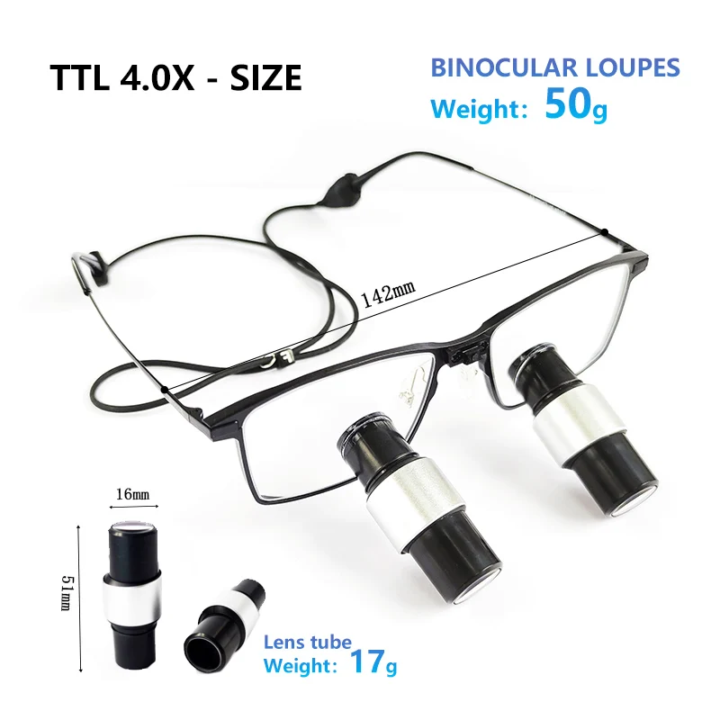 New Arrival TTL Loupes 4.0X(Through The Lenses) IPD 52-72mm Customized Dental Surgical Loupes