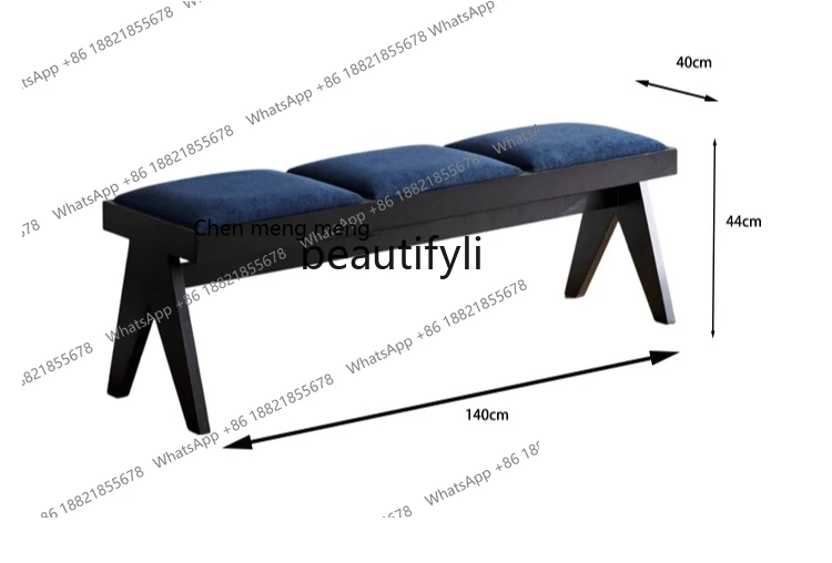 X  Solid wood bench, ash wood bench, soft bag at the end of the bed, simple shoe change, eating stool