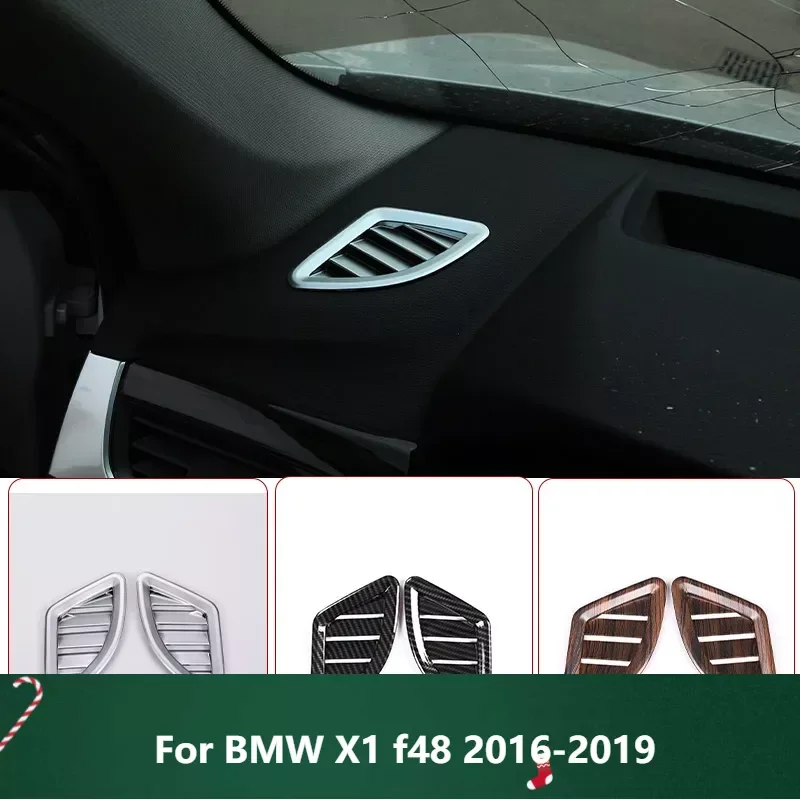 

For BMW X1 f48 2016-2019 2 Pac ABS Chrome Carbon Fiber Car Dashboard Side Air Conditioning Vent Cover Trim Accessory