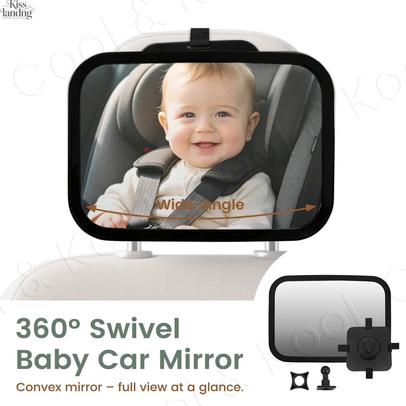 Baby Car Mirror 360° Swivel Detachable, Wide-View Convex Rear-Facing Mirror, Shatterproof Infant Safety Accessory