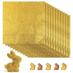 200pcs Aluminium Foil Paper Gold Foil Paper Wrapping Paper Gift Package Orange Peel for Packaging Chocolate (Golden)