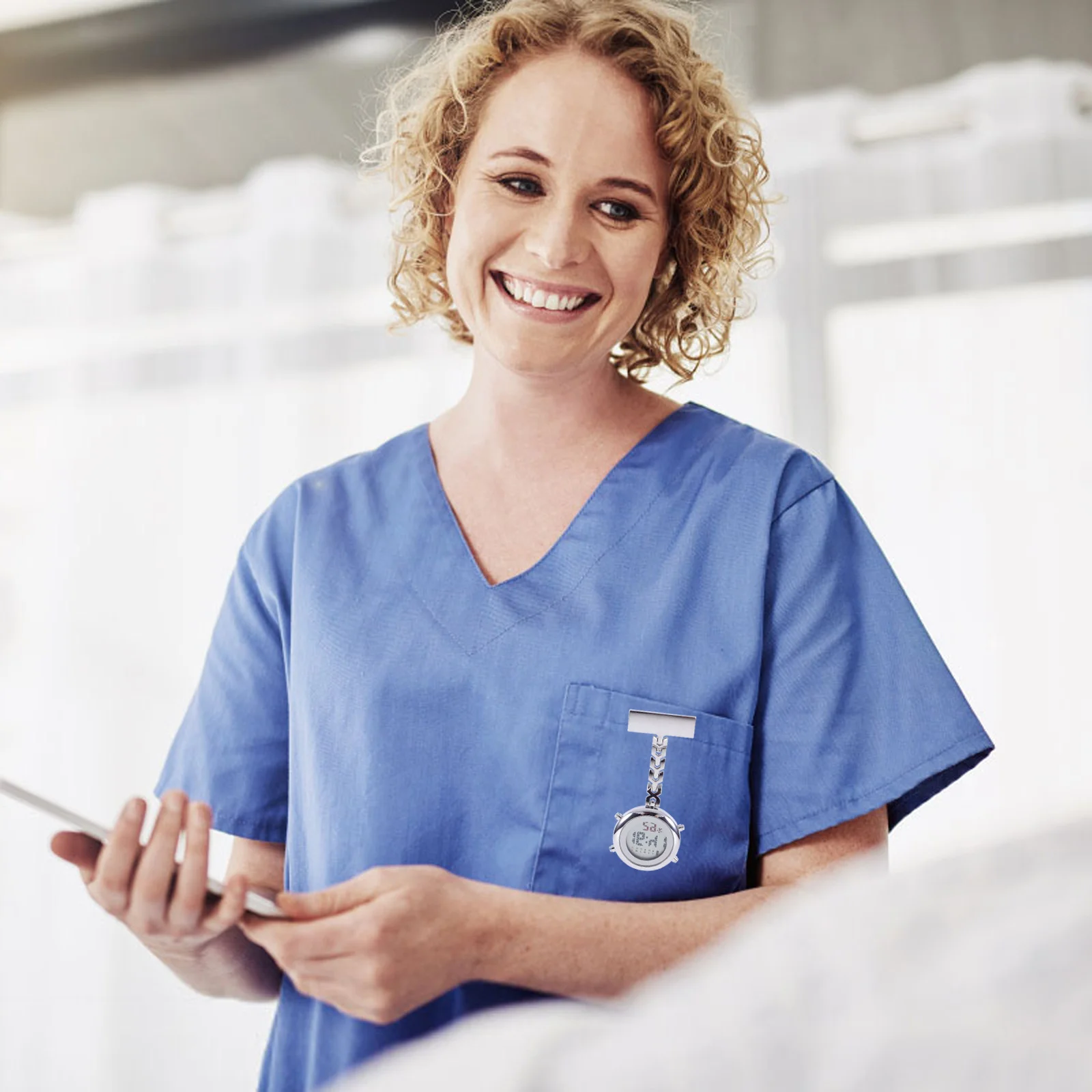 

Electronic Digital Nurse Hanging Fob Watch Durable Transparent Glass Safety Pin Nurse Work Accessory Portable Badge Watch