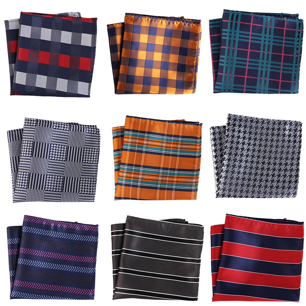 25cm Pocket Square Handkerchief Accessories Plaid Colors Vintage Business Suit Handkerchief Breast Scarf