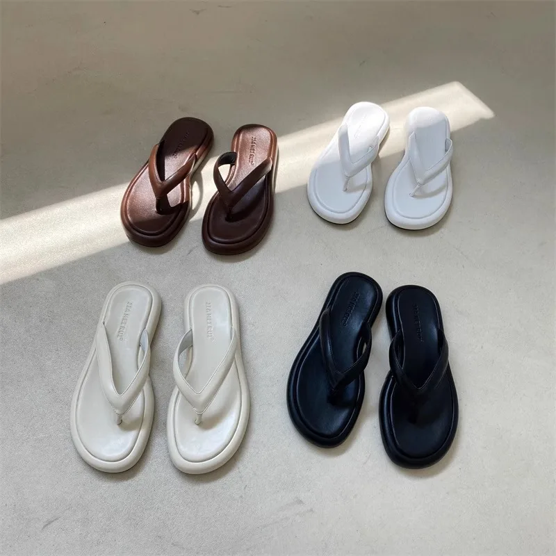 Shoes Womens Slippers Outdoor Low Slides Rubber Flip Flops Fashion Pantofle Shale Female Beach Flat Hawaiian Luxury 2024 Sabot F