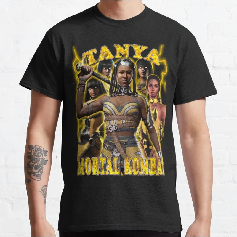 

Tanya 80s retro video game vintage Mortal Kombat Short-sleeve crewneck T-shirt for men Large size Adult Tops S-6xl