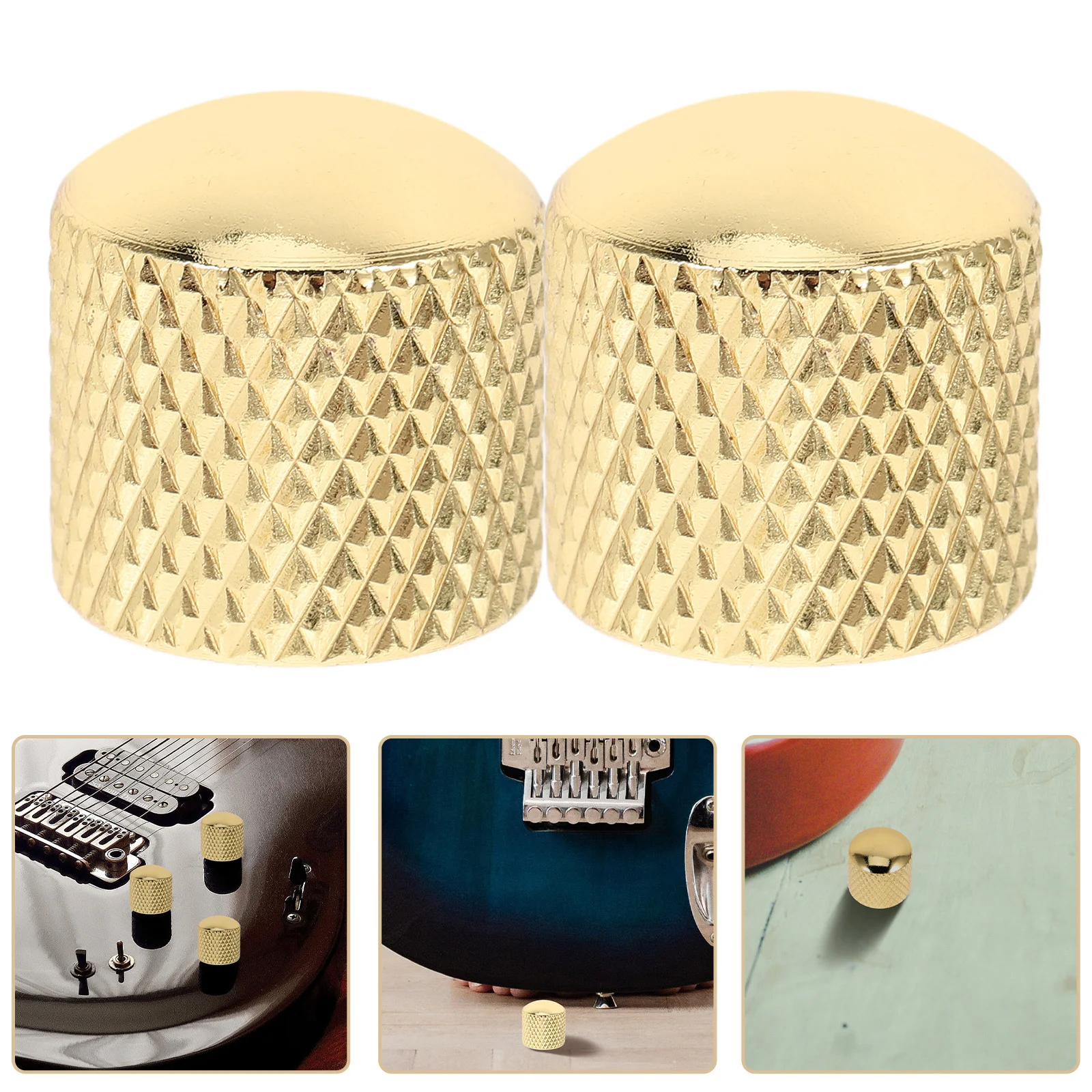 

4Pcs Electric Guitar Knobs Metal Dome Speed Volume Tone Control Caps for Guitar Replacement Metal Dome Knob Tone Spline Top Hat