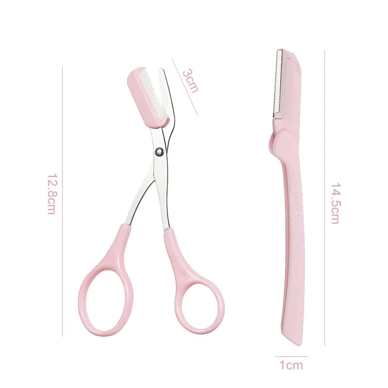 Eyebrow Scissors With Comb Eyebrow Trimmer Professional Eyebrow Face Razor Stainless Steel Facial Hair Trimming Beauty Scissors
