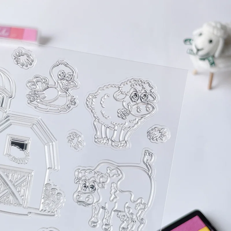 Pasture Sheep Cow Stamps Rubber Transparent Silicone Seal DIY Hand Account Scrapbook Journal Decoration Crafts Stencil Reusable