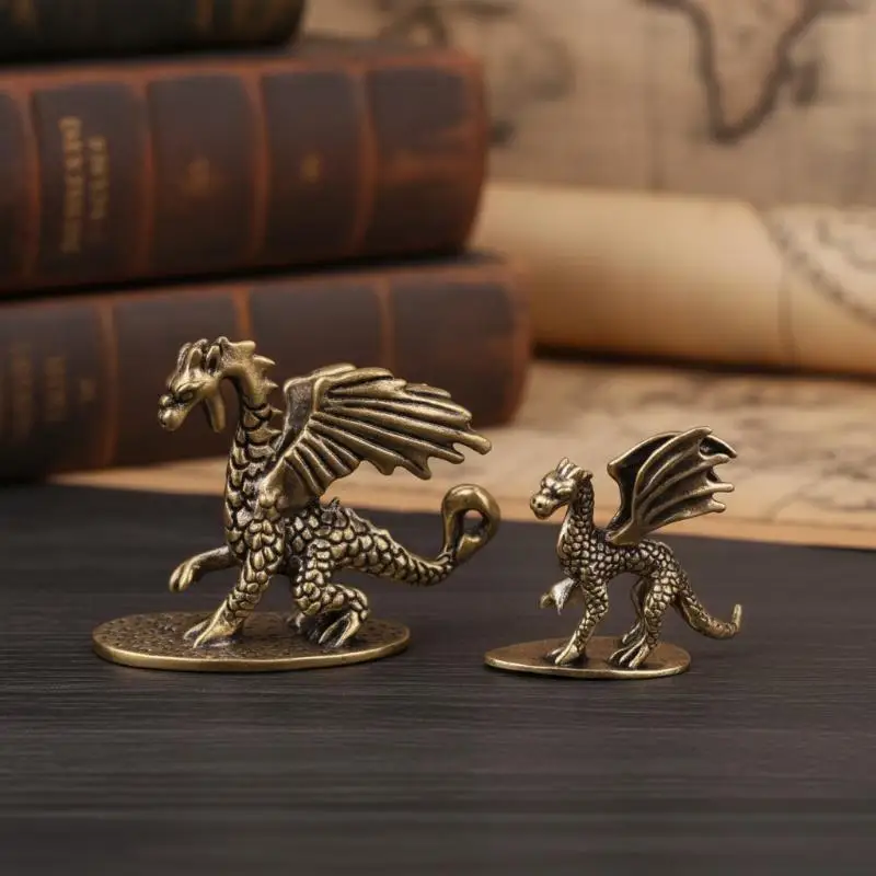 Pterosaur Brass Ornament Little Flying Dragon Statue Tea Pet Desktop Small Ornament Figurine
