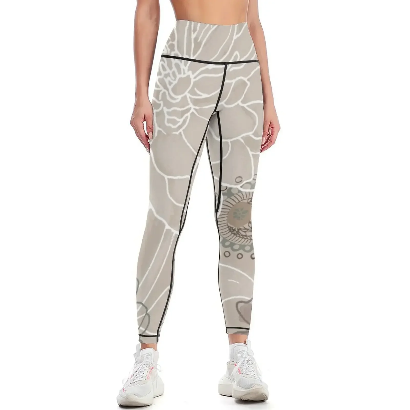 

Mocha Paisley V Leggings Sports female leggins push up woman sportswear gym Fitness's gym clothes Womens Leggings