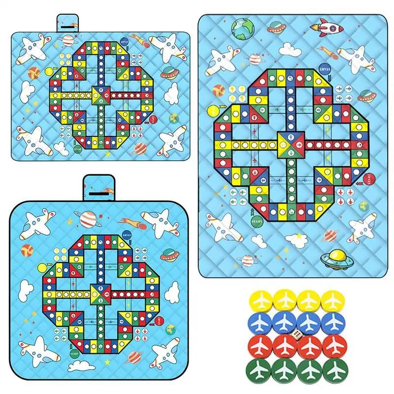 

Outdoor Play Mat | Waterproof Picnic Blanket | Foldable Multifunctional Chess Carpet Mat with Chess Pieces for Family Party