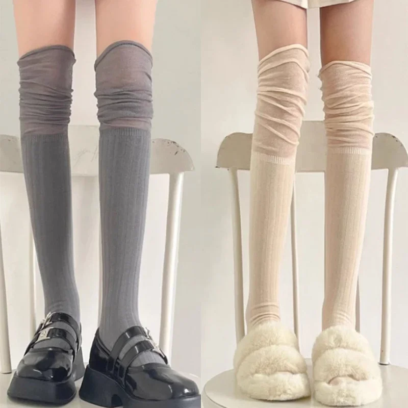 Retro Vrouwen Lolita Kousen Mode Herfst Casual Effen Kleur Japanse Stijl Warme Sokken Voor Vrouw Winter Knie Hoge Sokken Lang