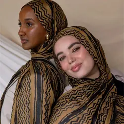 Nuovo Design a righe Keffiyeh Hijab onda stampata sciarpa in Chiffon donne sciarpe musulmane islamiche scialle Echarpe Foulard Dubai Hijab