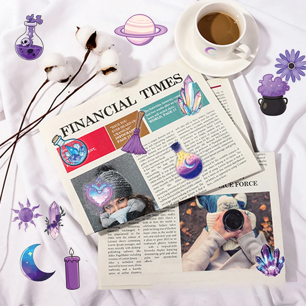 

10/30/50pcs Transparent Magic Witch Graffiti Stickers Aesthetic INS Cartoon Decoration Decals Toys Graffiti Laptop Bike Statione