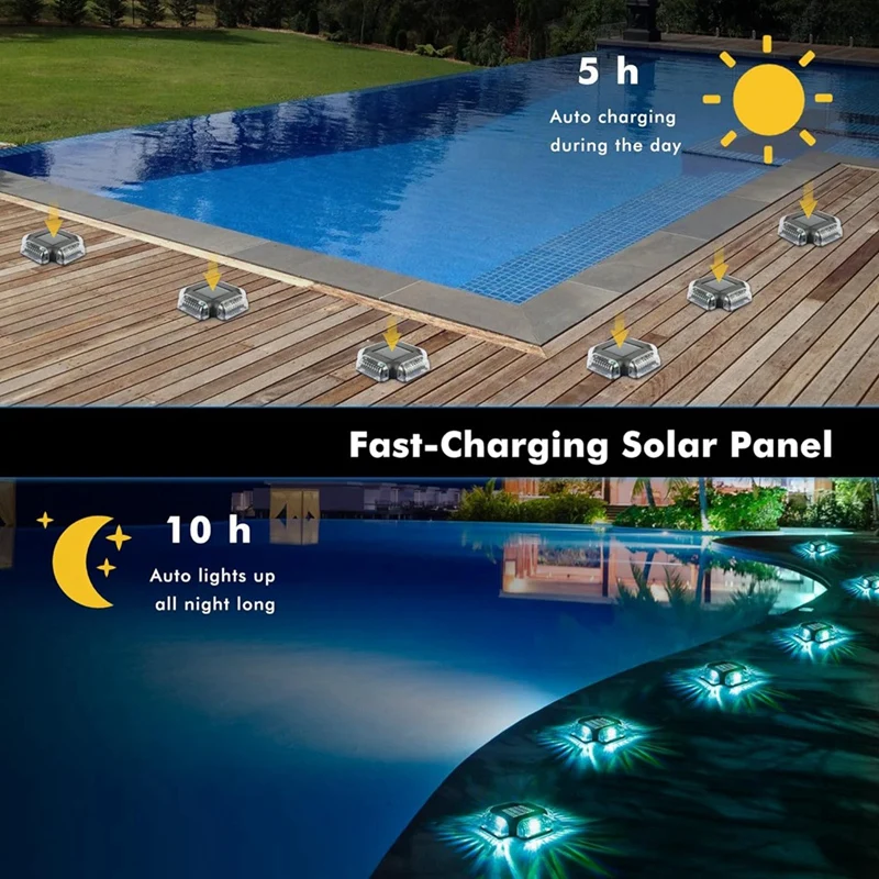 4Pack Solar Pool Deck Lights Pool Side Floor Lights,Outdoor Above Ground And Inground Swimming Pools Accessories