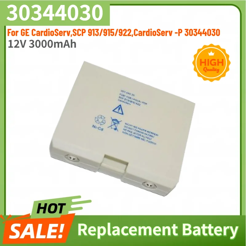 

High Quality 30344030 Defibrillator Replacement Battery 12V 3000mAh For GE CardioServ,SCP 913/915/922,CardioServ -P 30344030