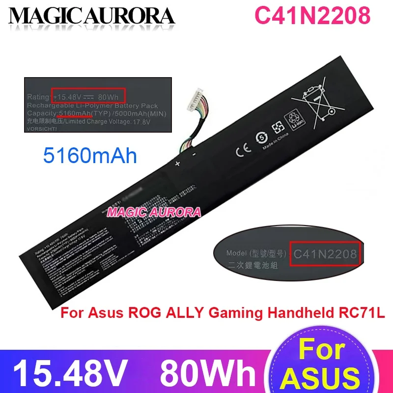 

New C41N2208 Laptop Battery for Asus ROG ALLY Gaming Handheld RC71L Rechargeable Battery Pack 15.48V 5160mAh 80Wh with Free Tool