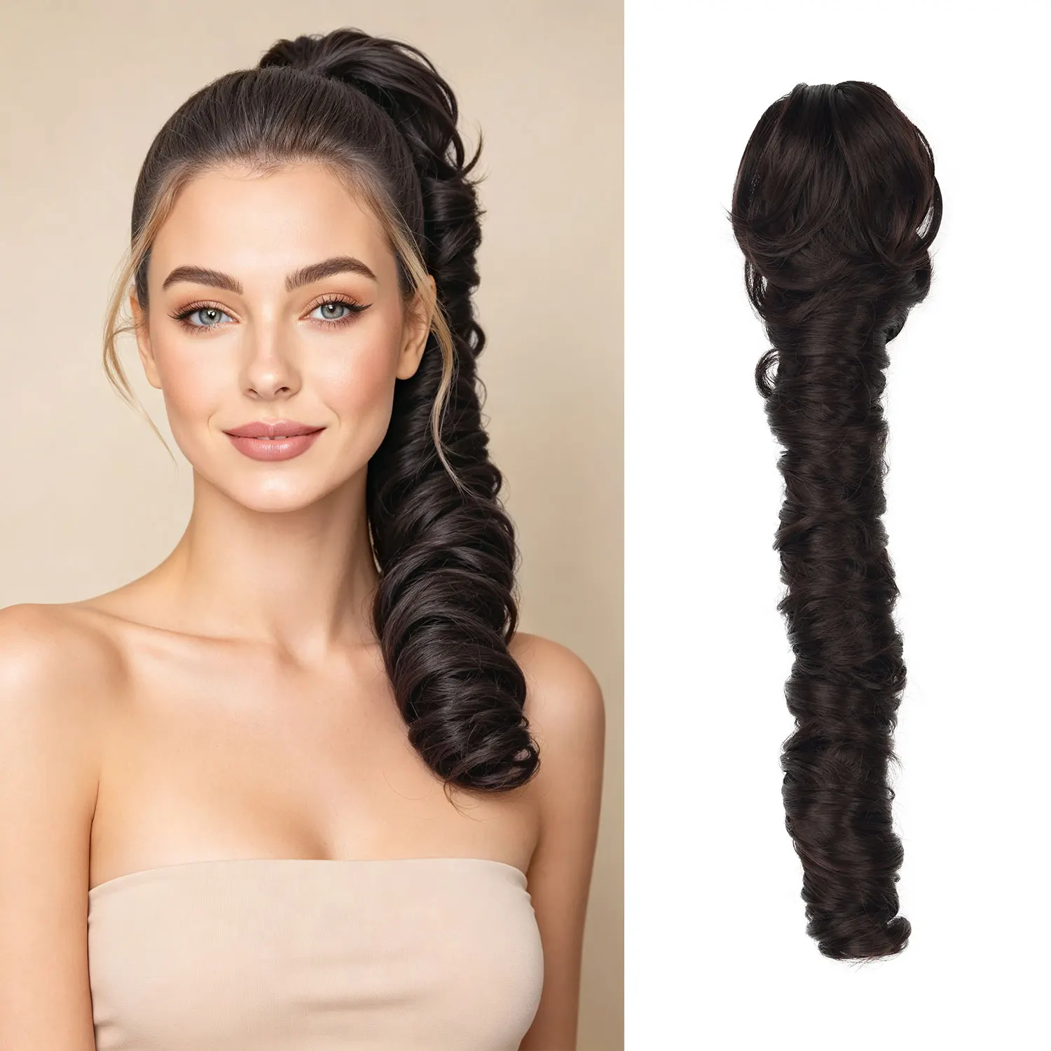 Synthetische Krallen-Pferdeschwanz-Extensions 16 Zoll Lockige Haarteile mit Krallenclip für Damen Alltag Party Feiertage