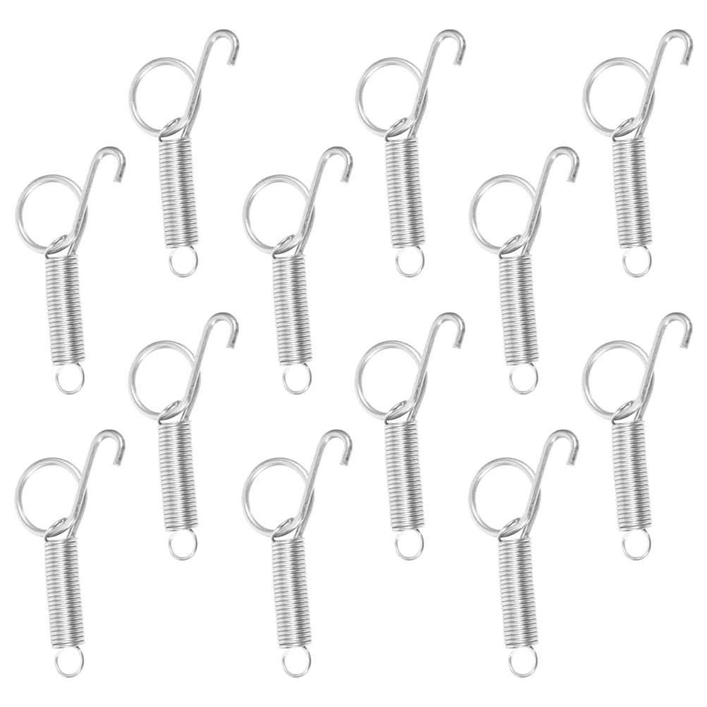 

12pcs Rabbit Spring Hook Stainless Steel Latch Pet Cage Fixing Hooks Birdcage Utensil Hook Cage Door Spring Hooks Metal